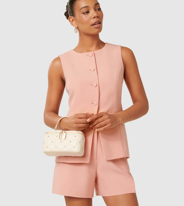 SIGNATURE CLOVER Embellished Top Handle Bag